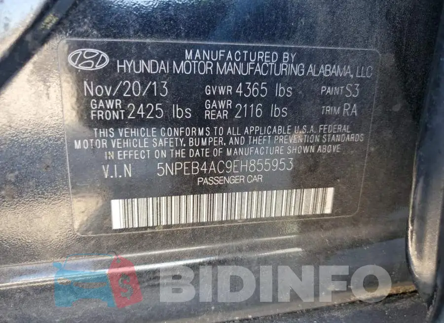 5NPEB4AC9EH855953 Photo# 12