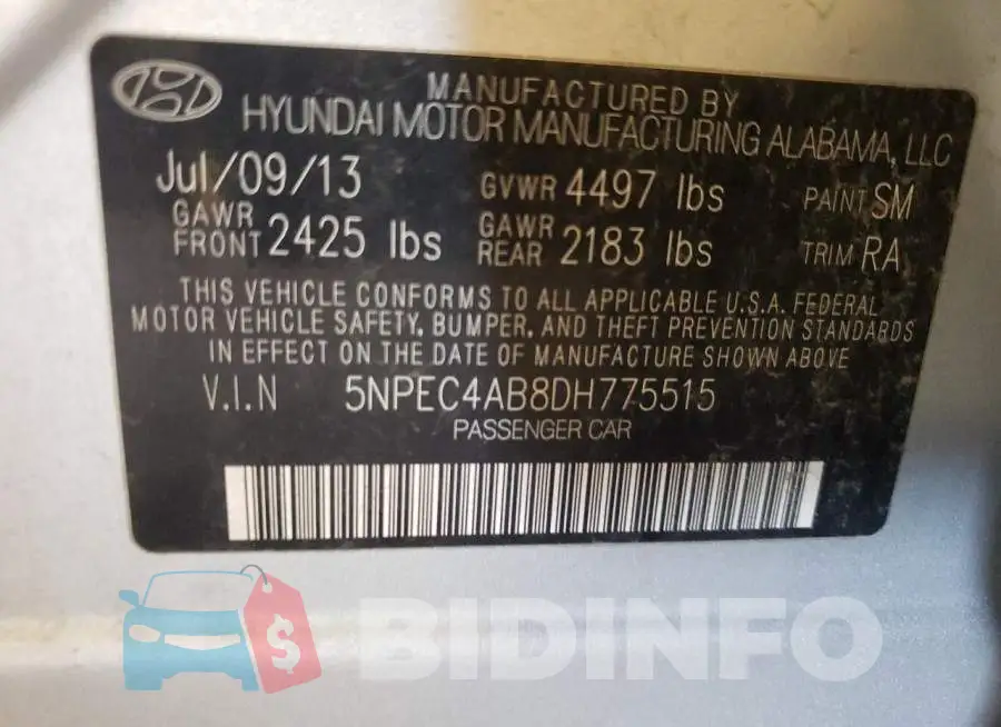 5NPEC4AB8DH775515 Photo# 10