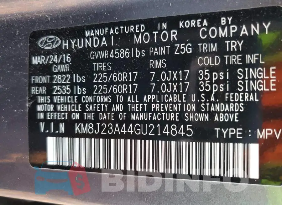 KM8J23A44GU214845 Photo# 10