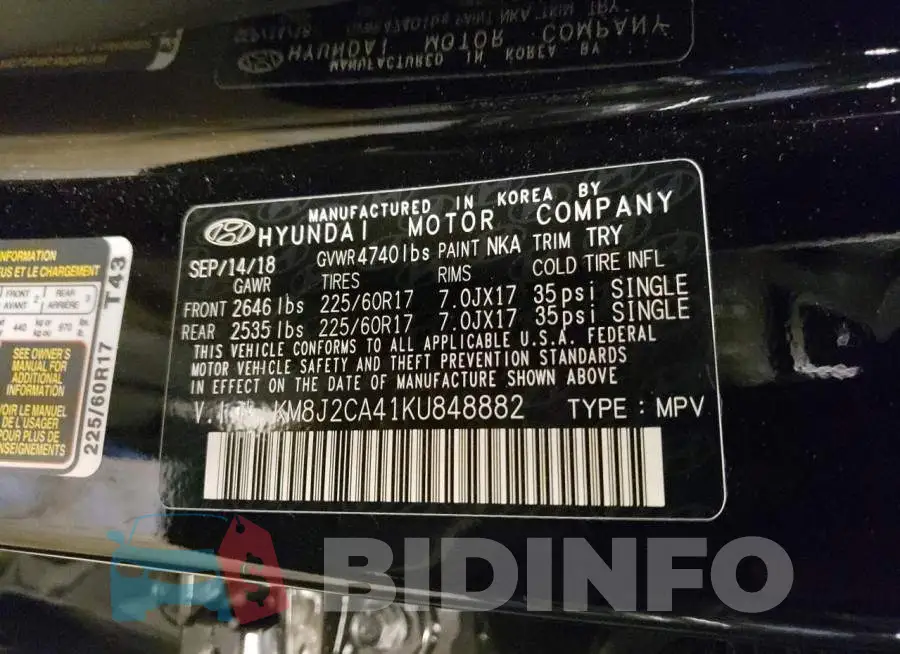 KM8J2CA41KU848882 Photo# 10