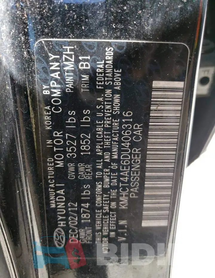 KMHCT4AE6DU406316 Photo# 12
