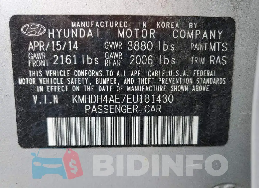 KMHDH4AE7EU181430 Photo# 10
