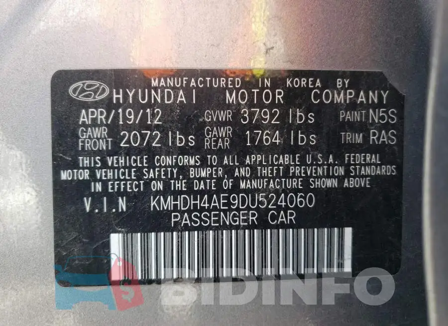 KMHDH4AE9DU524060 Photo# 10
