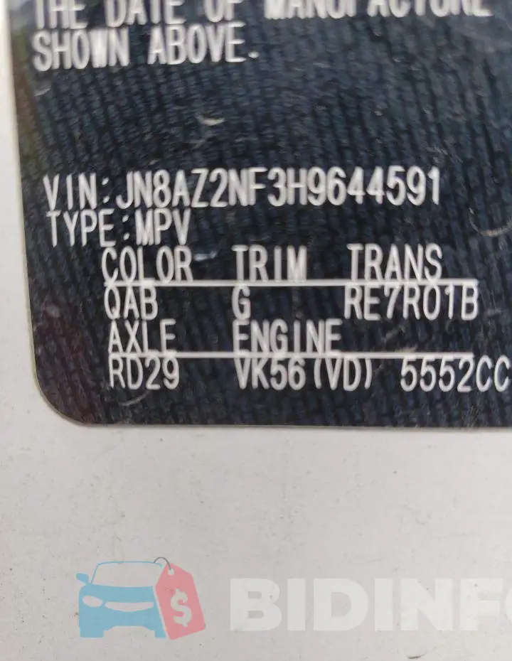 JN8AZ2NF3H9644591 Photo# 10