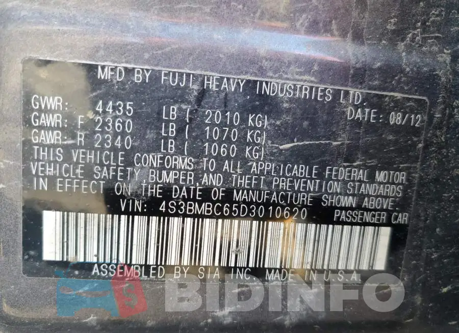4S3BMBC65D3010620 Photo# 10
