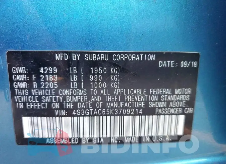 4S3GTAC65K3709214 Photo# 10