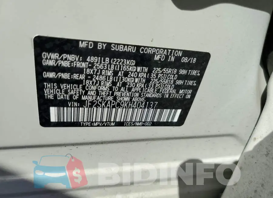 JF2SKAPC9KH404137 Photo# 10