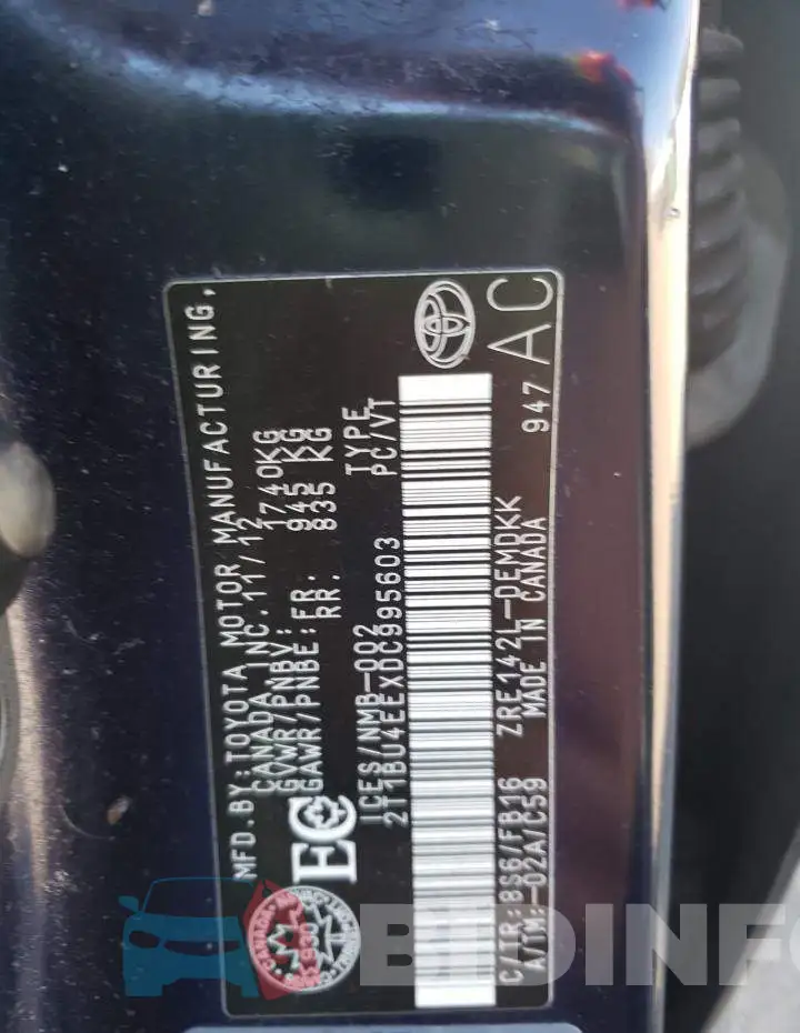 2T1BU4EEXDC995603 Photo# 10