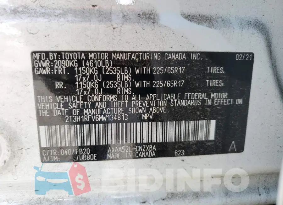 2T3H1RFV6MW134813 Photo# 10
