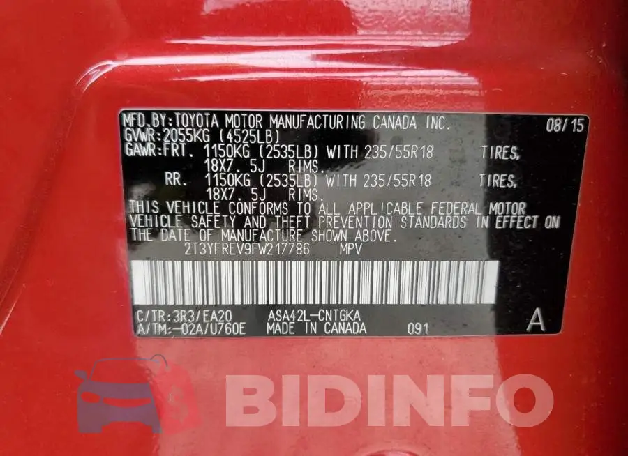 2T3YFREV9FW217786 Photo# 14