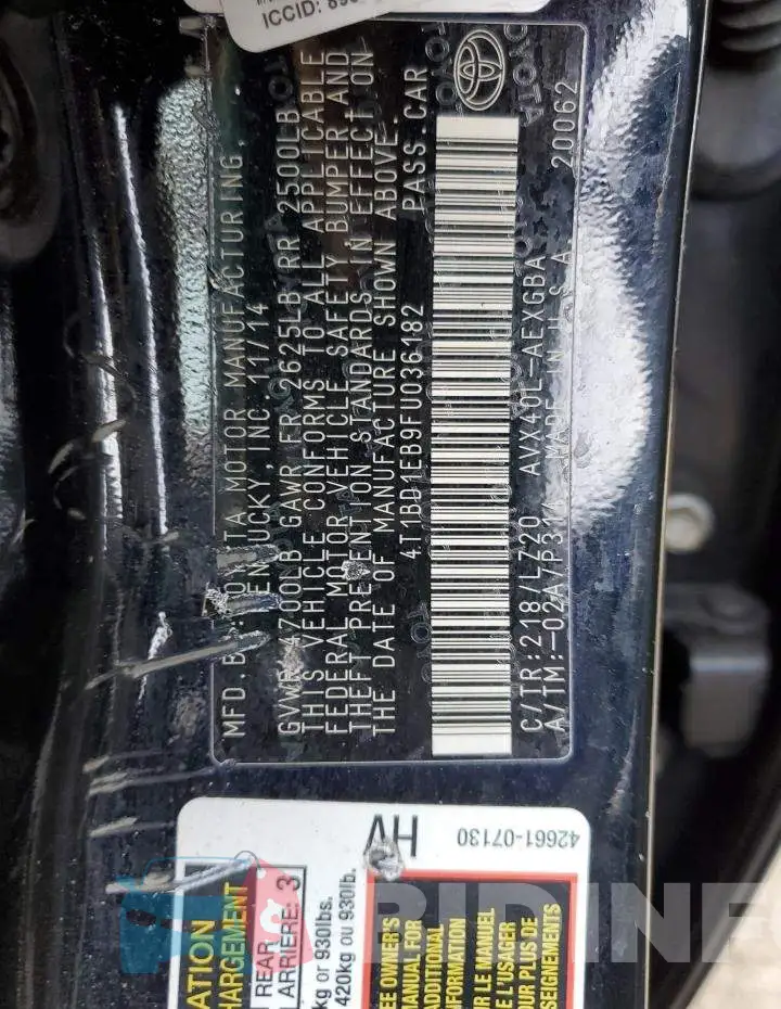 4T1BD1EB9FU036182 Photo# 12