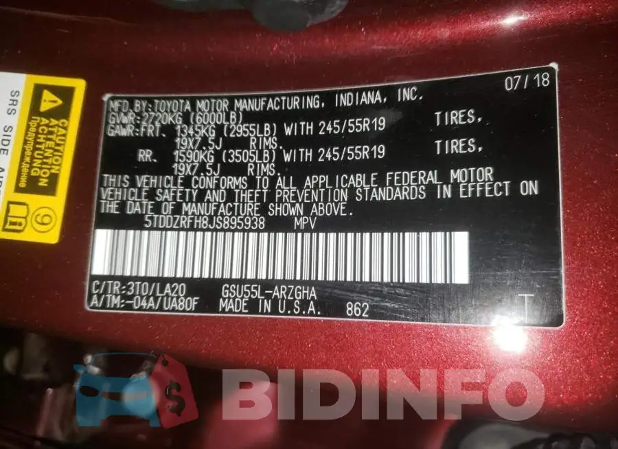 5TDDZRFH8JS895938 Photo# 14
