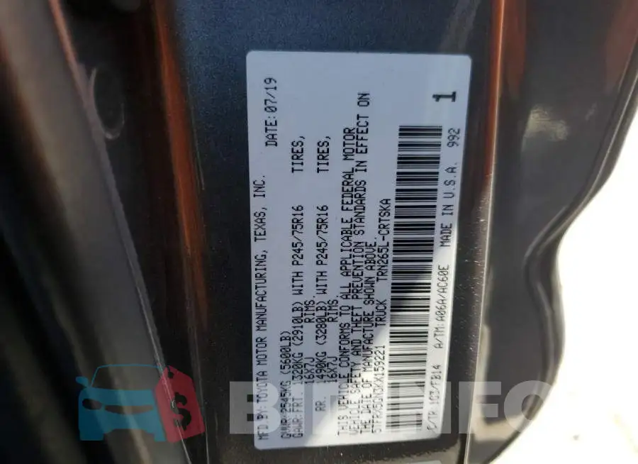 5TFRX5GN3KX159221 Photo# 10