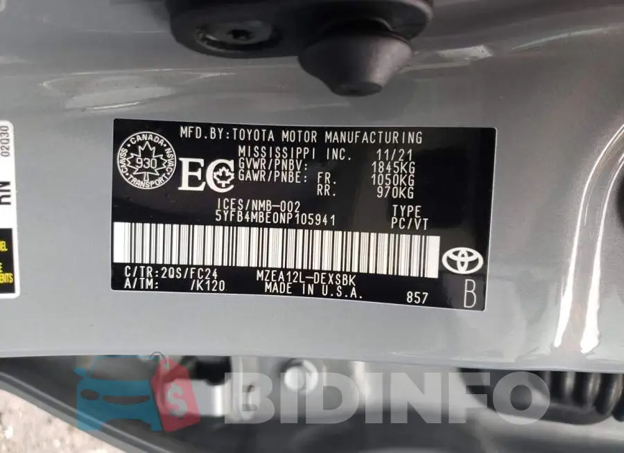 5YFB4MBE0NP105941 Photo# 10