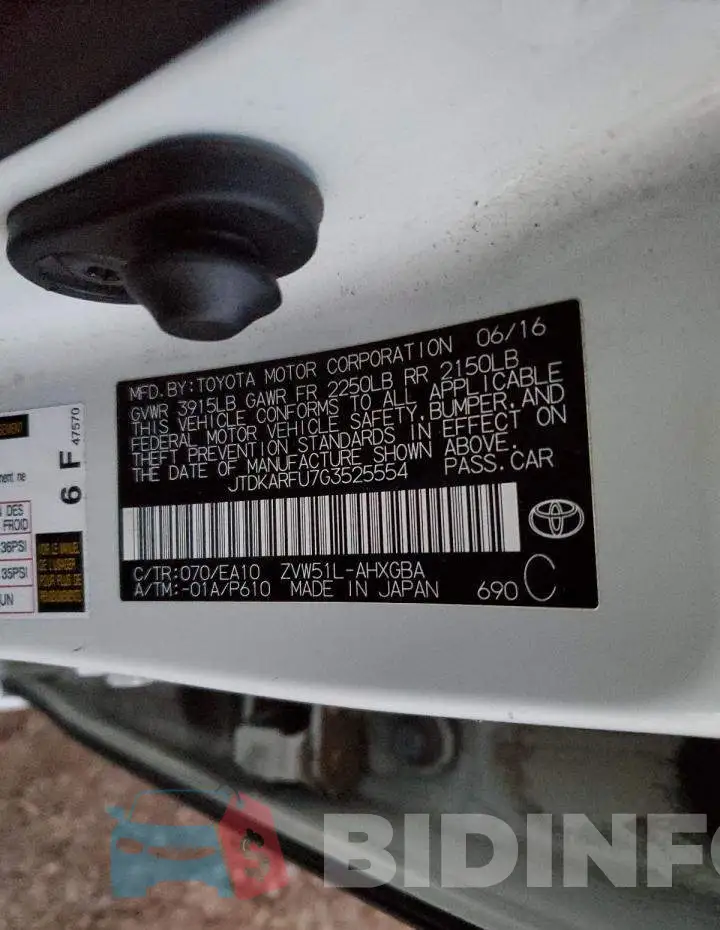 JTDKARFU7G3525554 Photo# 13