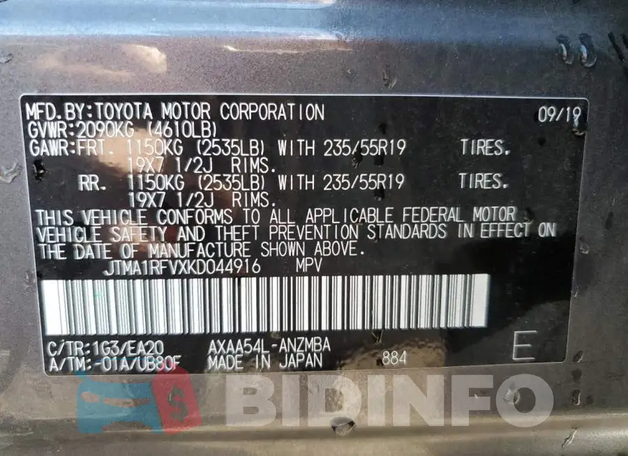 JTMA1RFVXKD044916 Photo# 10