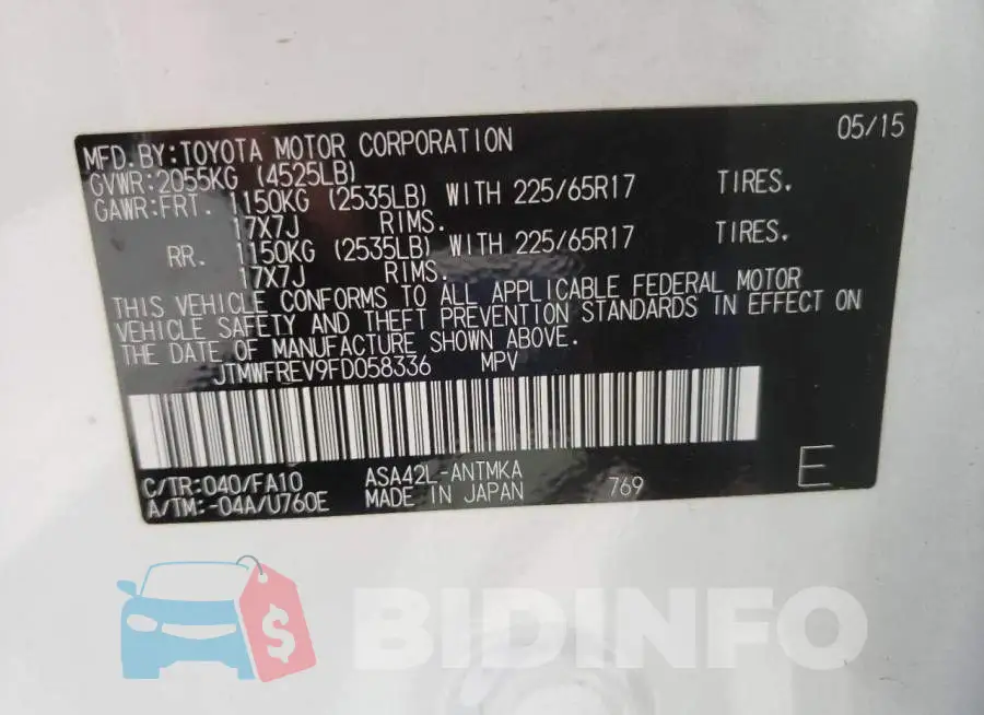 JTMWFREV9FD058336 Photo# 10