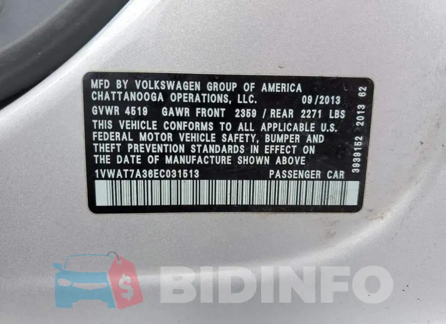 1VWAT7A36EC031513 Photo# 12