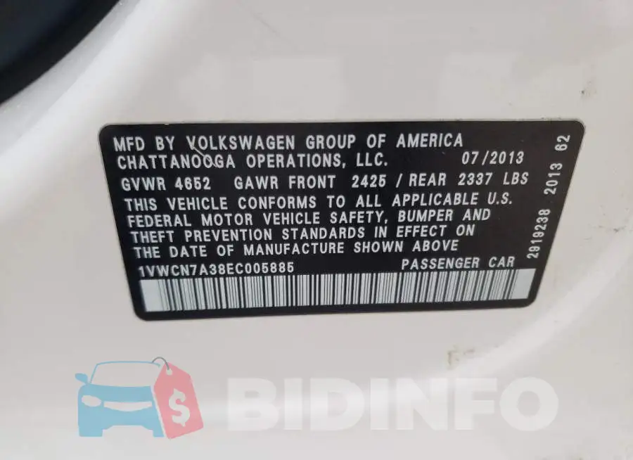 1VWCN7A38EC005885 Photo# 10