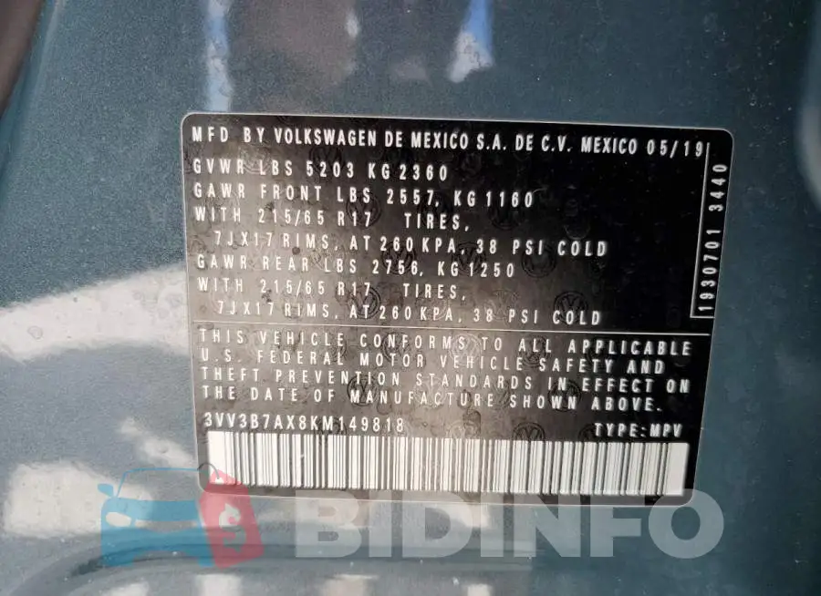 3VV3B7AX8KM149818 Photo# 10