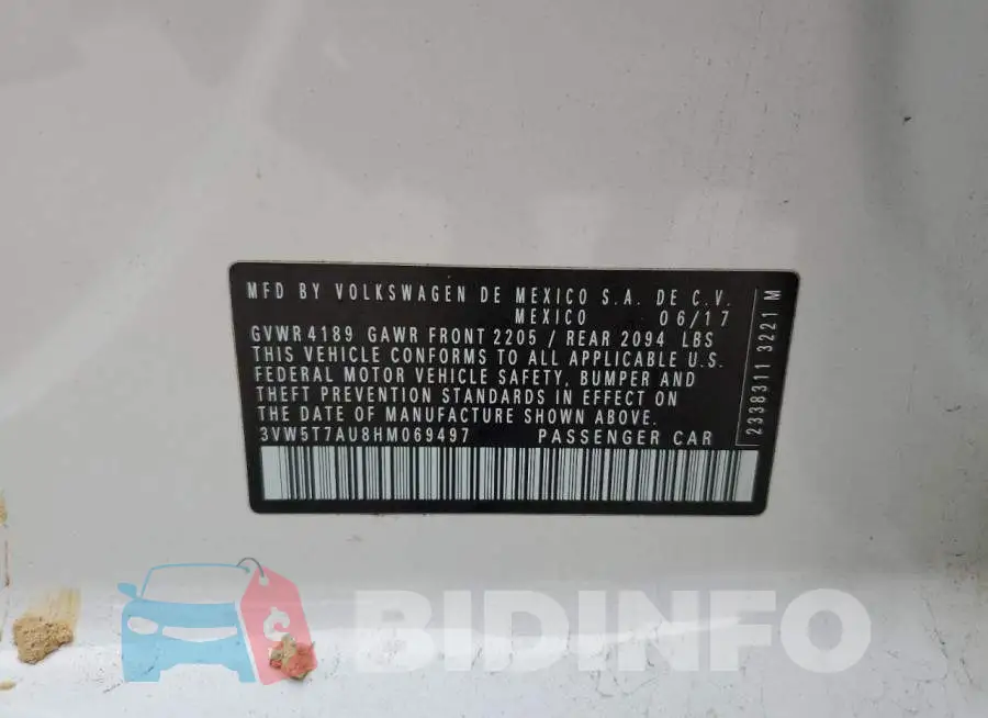 3VW5T7AU8HM069497 Photo# 10