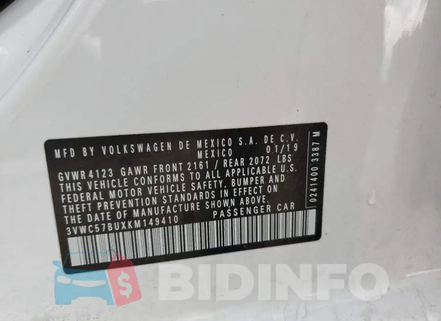 3VWC57BUXKM149410 Photo# 10