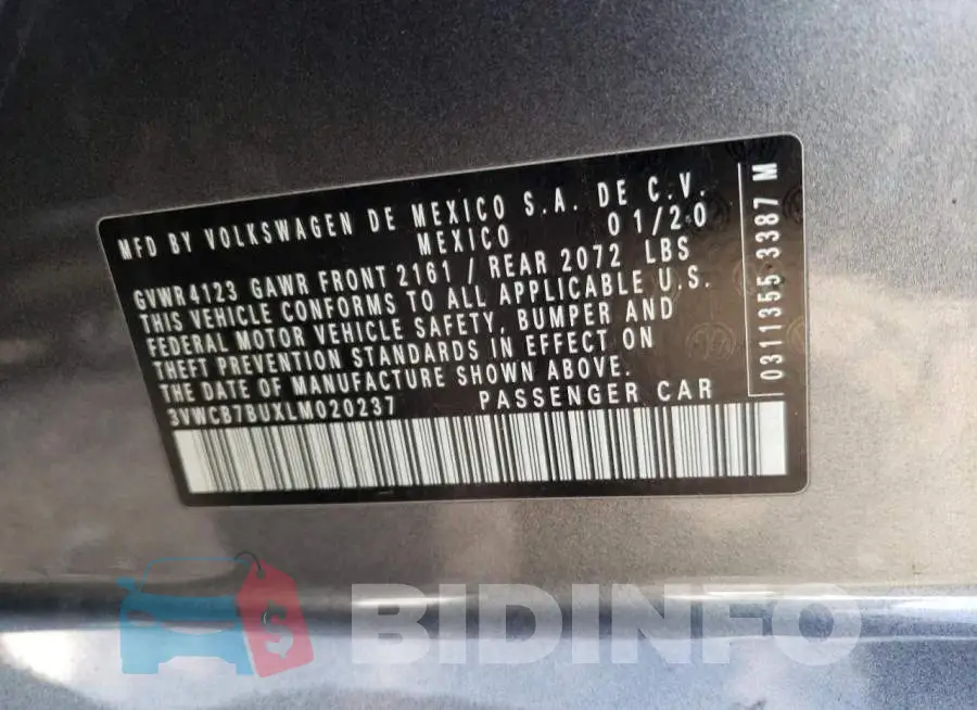 3VWCB7BUXLM020237 Photo# 13