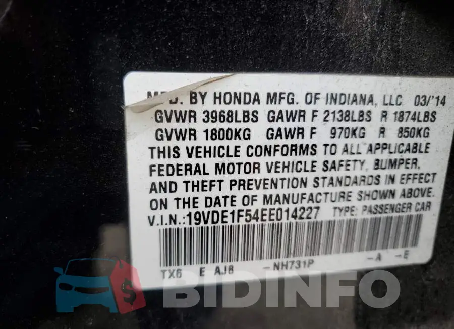 19VDE1F54EE014227 Photo# 10
