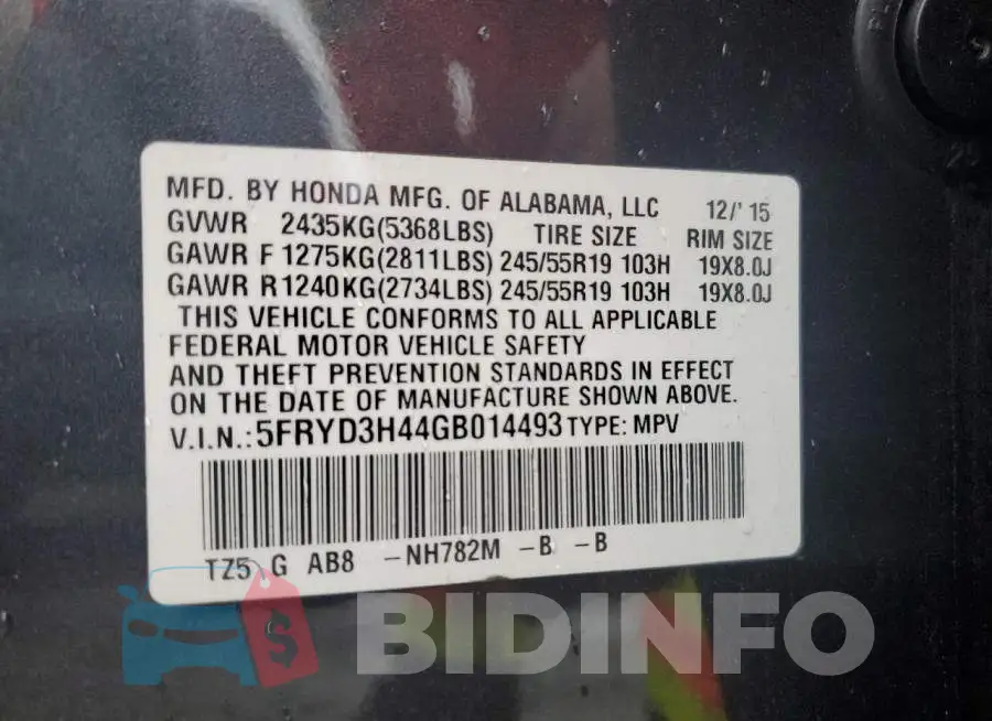 5FRYD3H44GB014493 Photo# 10