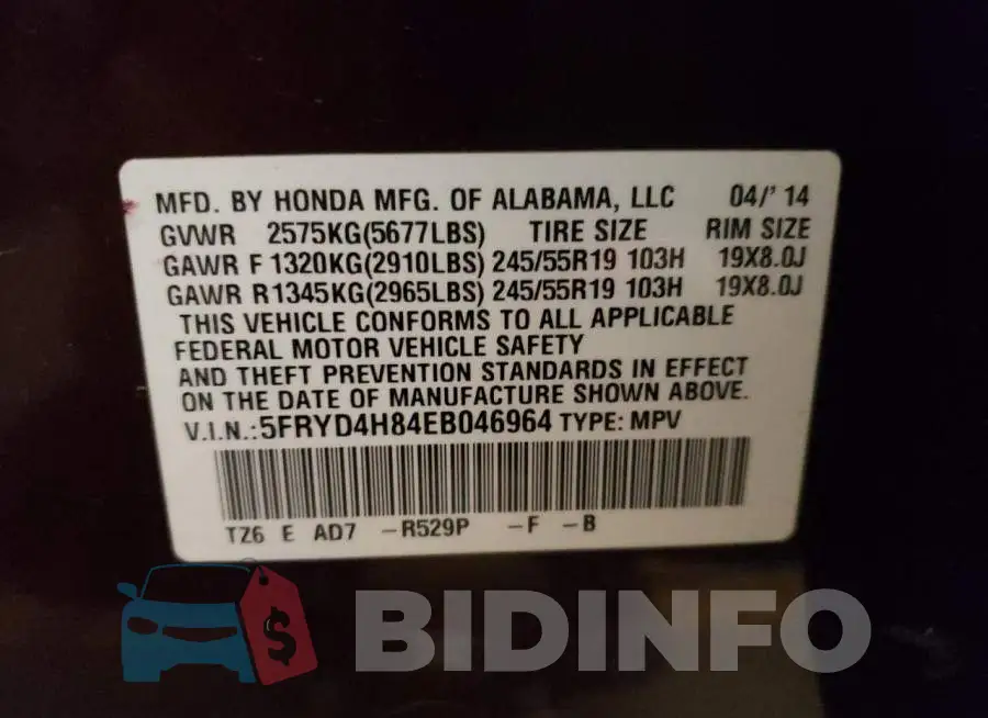 5FRYD4H84EB046964 Photo# 10