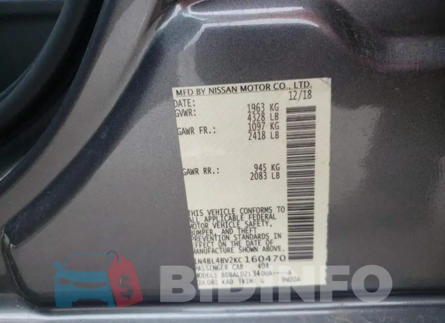 1N4BL4BV2KC160470 Photo# 10