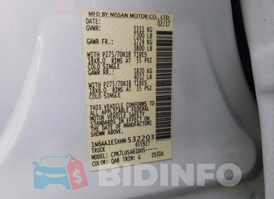 1N6AA1E5XHN532203 Photo# 10