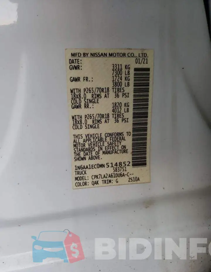 1N6AA1EC0MN514852 Photo# 12
