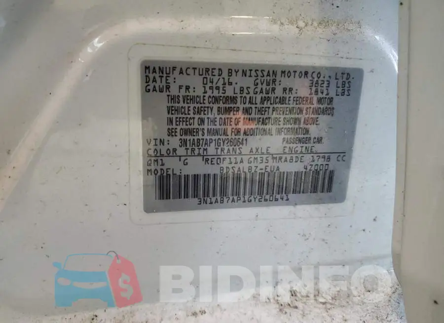 3N1AB7AP1GY260641 Photo# 10