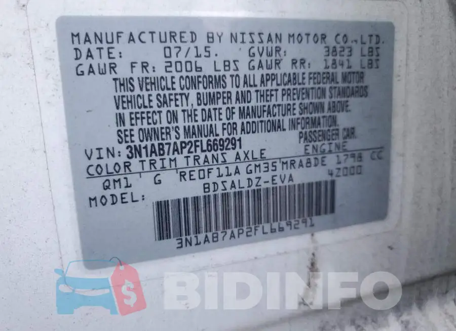 3N1AB7AP2FL669291 Photo# 13