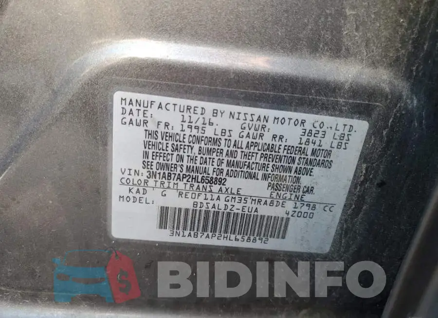 3N1AB7AP2HL658892 Photo# 10