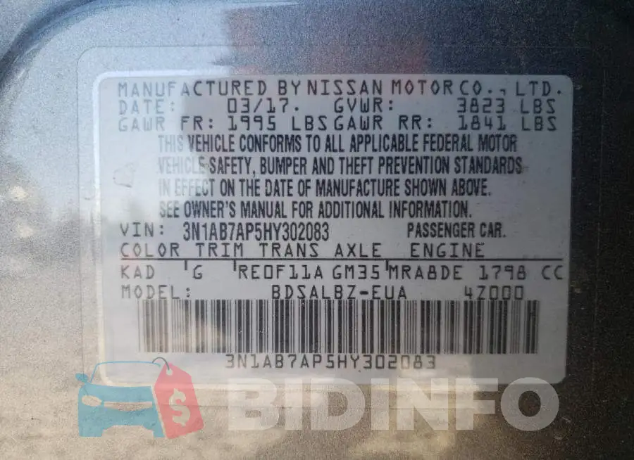 3N1AB7AP5HY302083 Photo# 10