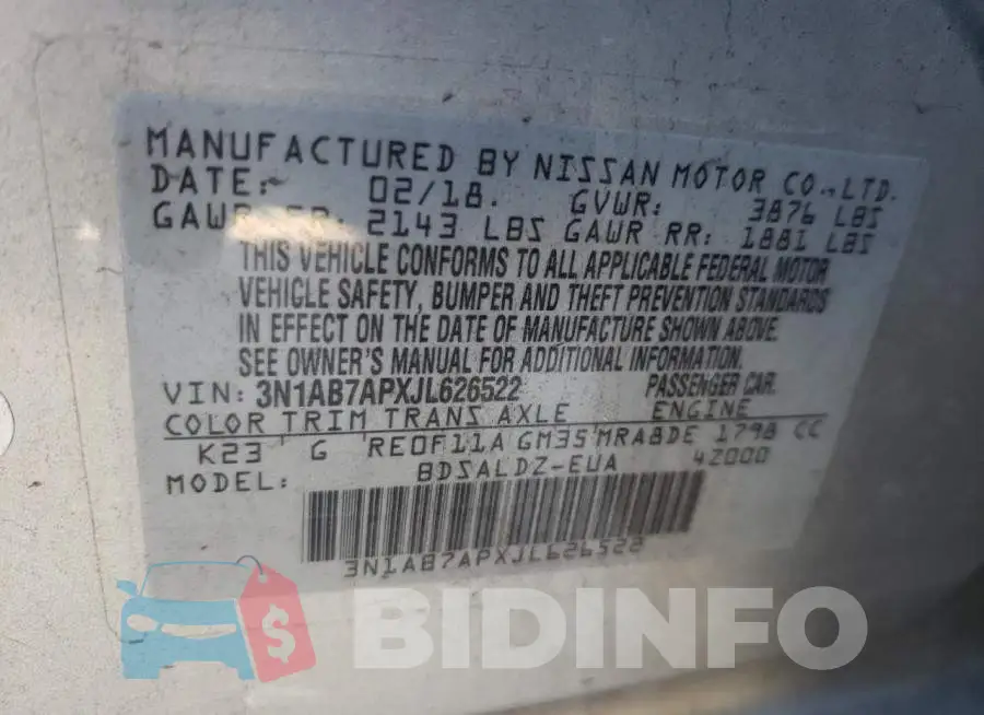 3N1AB7APXJL626522 Photo# 10