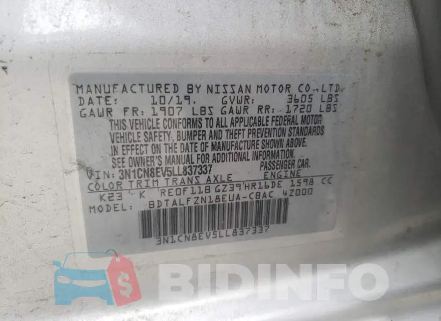 3N1CN8EV5LL837337 Photo# 10