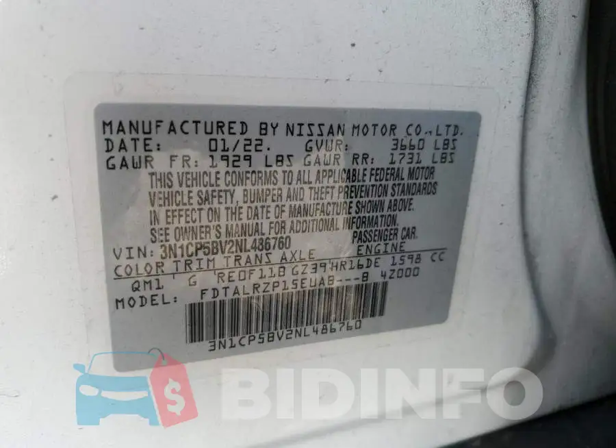 3N1CP5BV2NL486760 Photo# 13