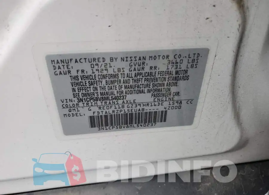 3N1CP5BV8ML540237 Photo# 12