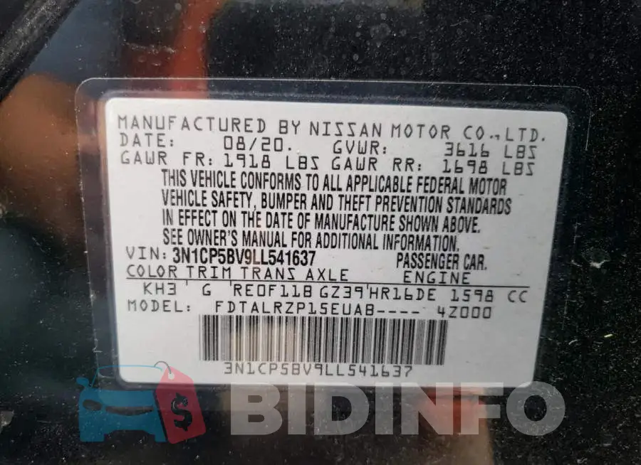 3N1CP5BV9LL541637 Photo# 10