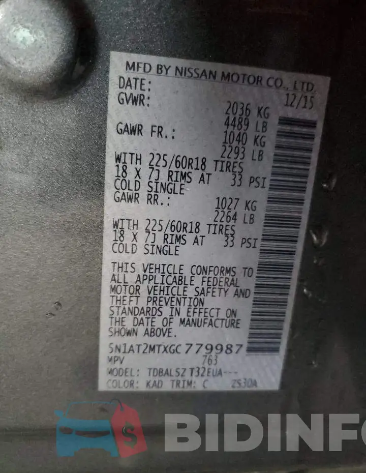 5N1AT2MTXGC779987 Photo# 14