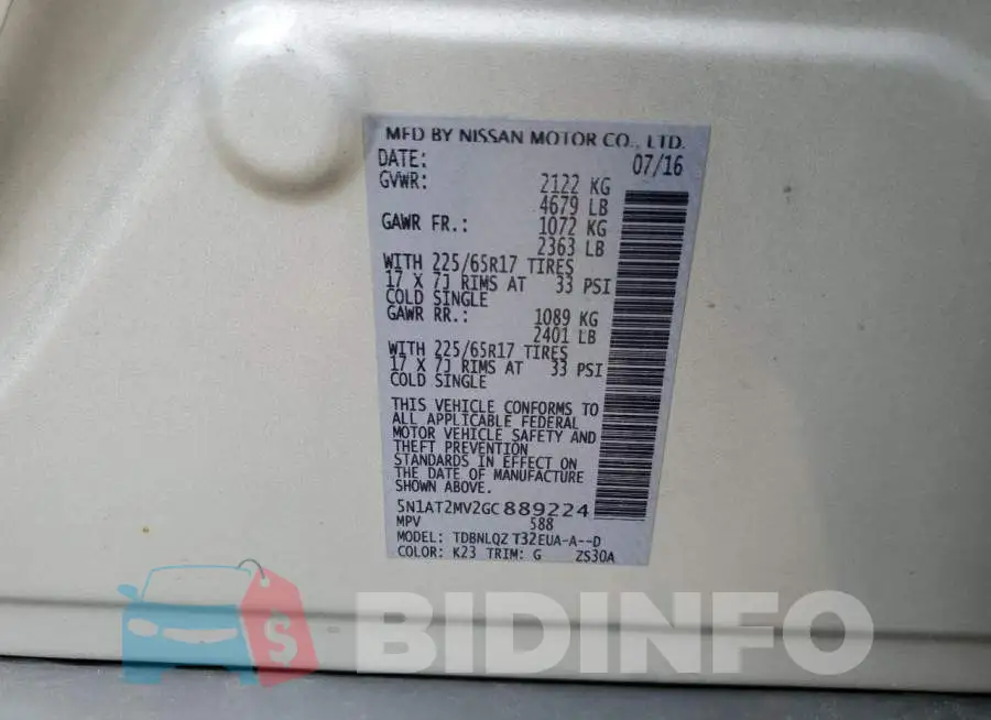 5N1AT2MV2GC889224 Photo# 10