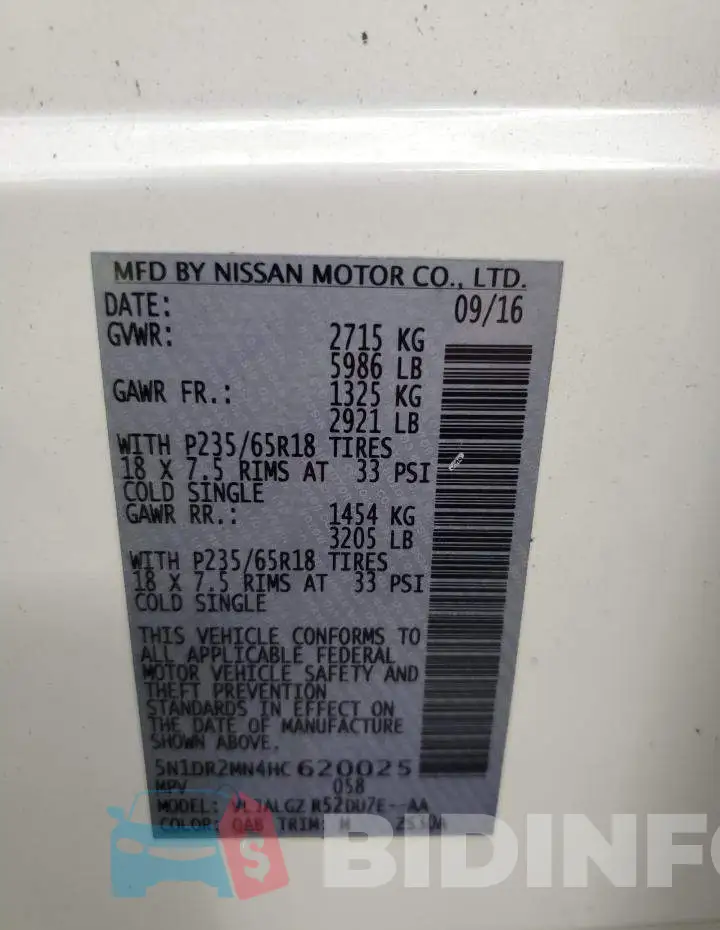 5N1DR2MN4HC620025 Photo# 10