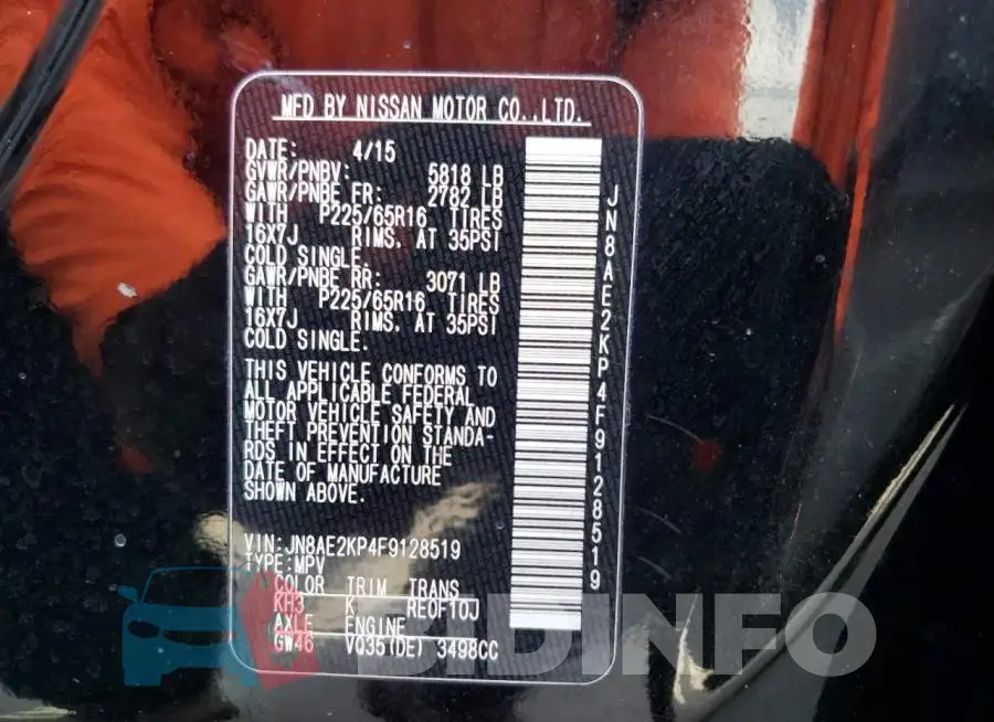JN8AE2KP4F9128519 Photo# 10