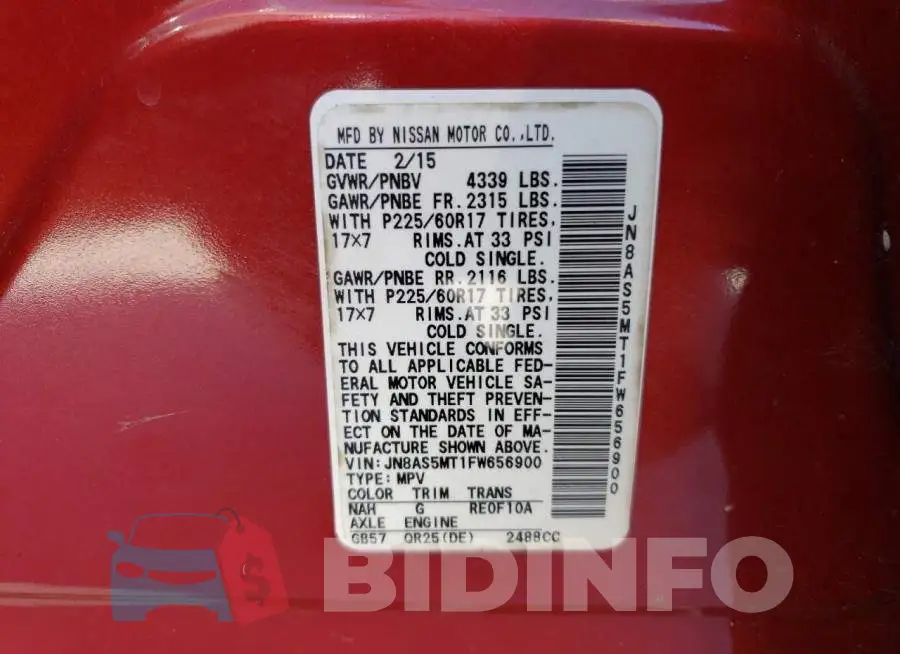 JN8AS5MT1FW656900 Photo# 10