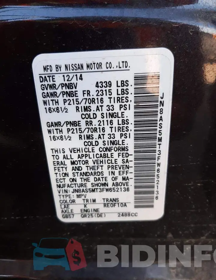 JN8AS5MT3FW652136 Photo# 13