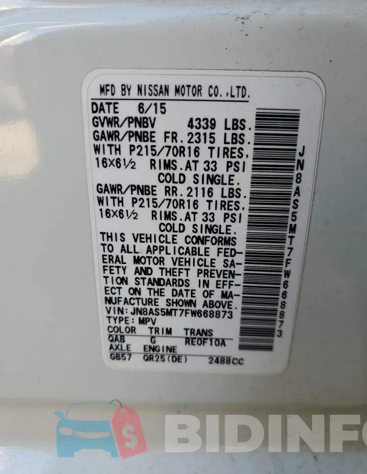 JN8AS5MT7FW668873 Photo# 14
