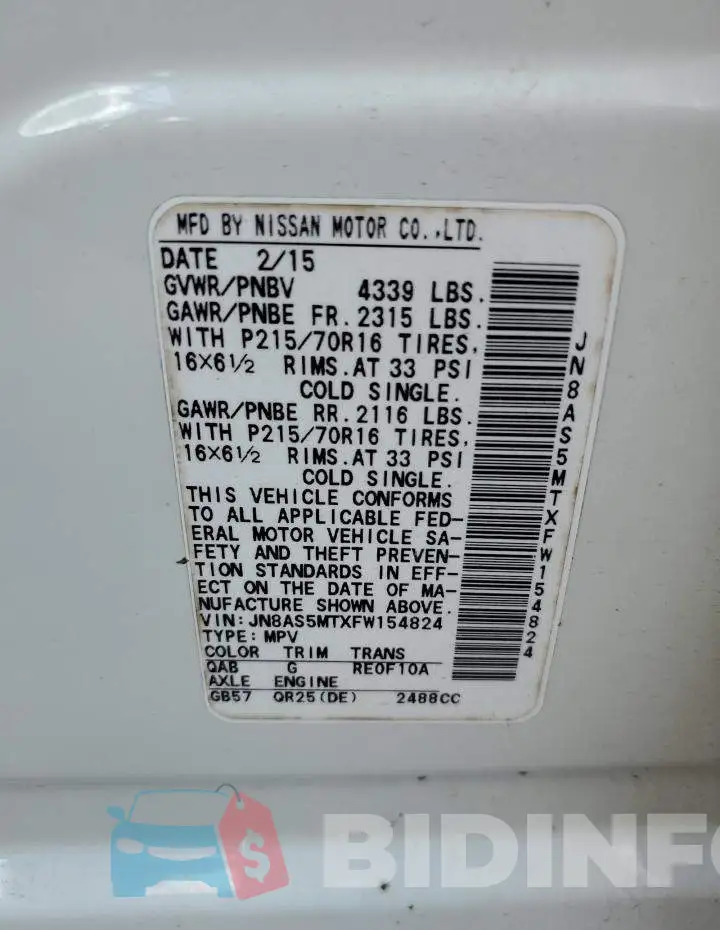 JN8AS5MTXFW154824 Photo# 10